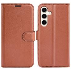  Samsung Galaxy S24 Plus Fodral Litchi Textur Brun