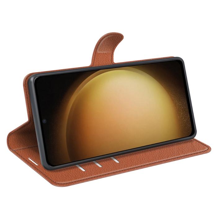 Bild 3,  Samsung Galaxy S24 Plus Fodral Litchi Textur Brun