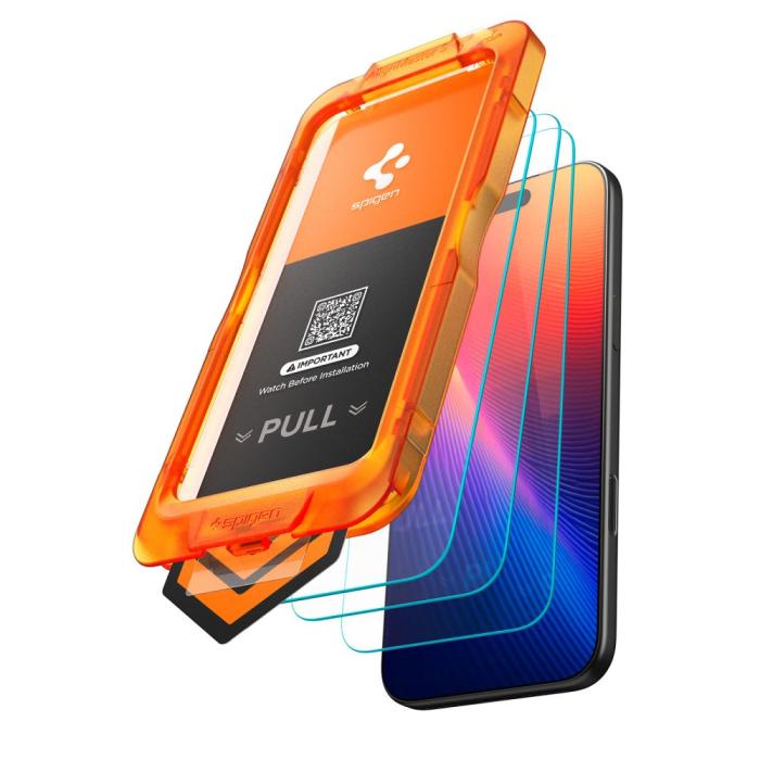 Bild 2, Spigen Spigen iPhone 17 3-PACK Skärmskydd ALM GLAS.tR Härdat Glas