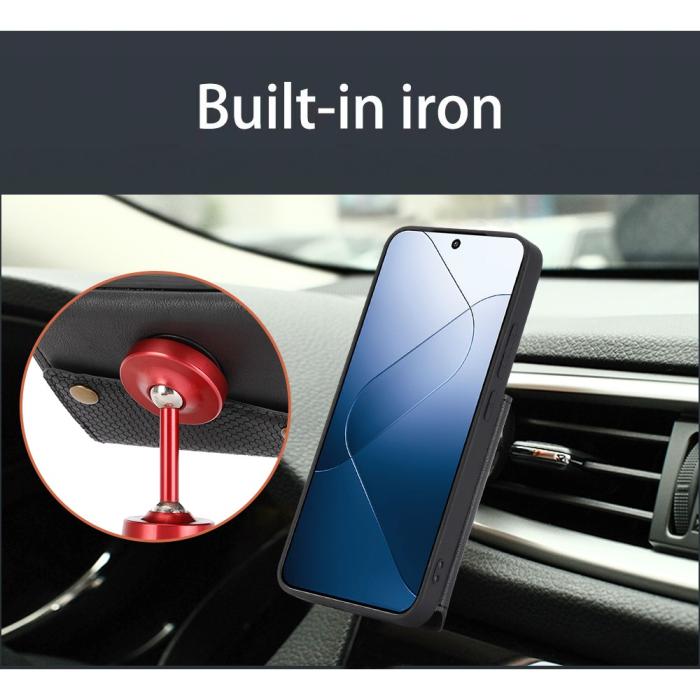 Bild 5,  Xiaomi 14 Skal Läder Med Kortfack Och Magnet Svart