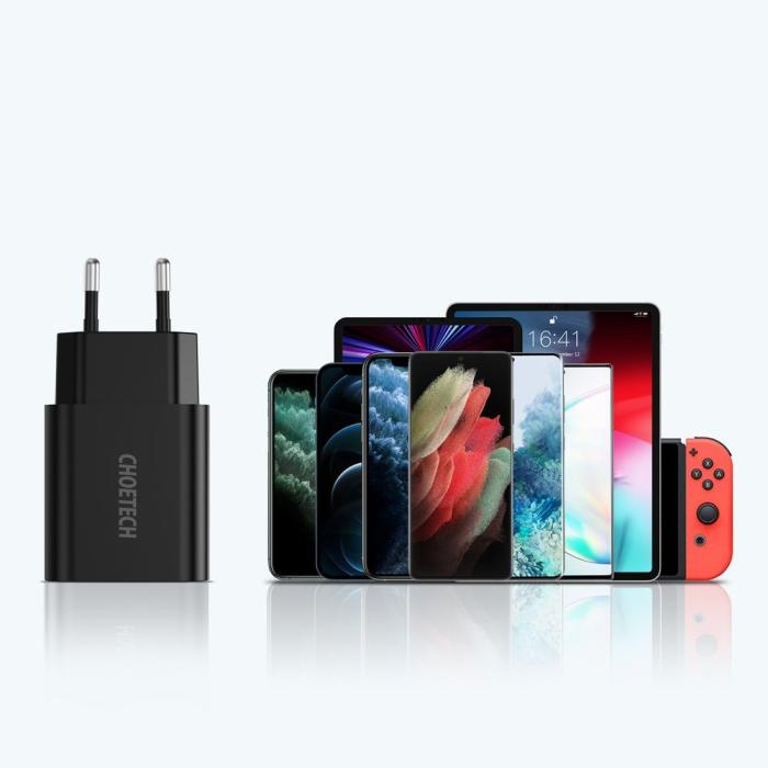 Bild 5, Choetech Choetech 18W PD USB-A Väggladdare Svart