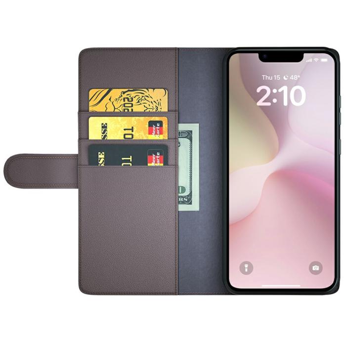 Bild 2,  iPhone 17e / 16e Fodral Premium Äkta Läder Brun