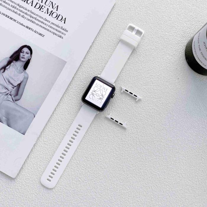 Bild 2,  Apple Watch 42/44/45/46/49 mm Armband Silikon Vit