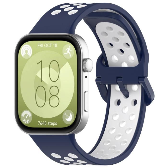 Bild 4,  Huawei Watch Fit 3 Sportarmband Dual-Color Mörkblå/Vit