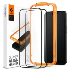 Spigen Spigen iPhone 15 2-PACK ALM Glas FC Helt&auml;ckande Sk&auml;rmskydd