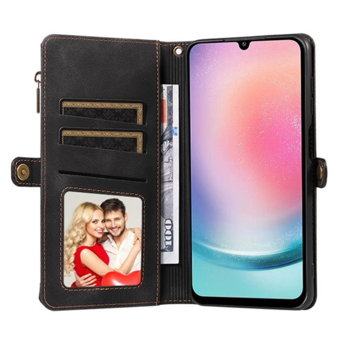 Bild 2,  Galaxy A25 5G Fodral Multifunktionell Flerkort Läder Svart