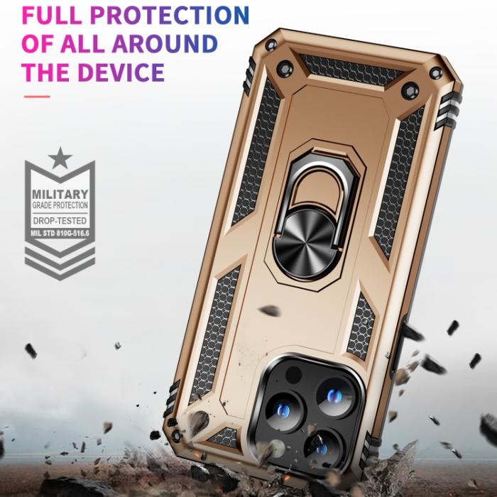 Bild 3,  iPhone 15 Pro Skal Hybrid Armor Ring Guld