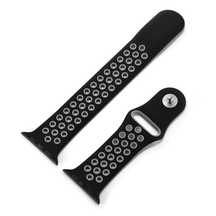 Bild 4,  Armband i Silikon - Apple Watch 38/40/41/42 mm - Svart/Grå