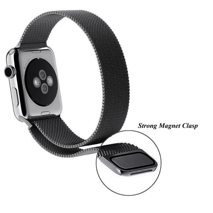 Bild 2,  Milanese Loop Metall Armband Apple Watch 42/44/45/46/49 mm Svart