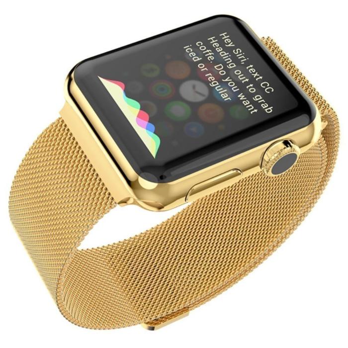 Bild 4,  Milanese Loop Metall Armband Apple Watch 42/41/40/38 mm - Guld