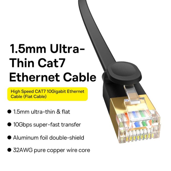 Bild 2, BASEUS BASEUS 1 m Cat7 RJ45 Nätverkskabel Svart