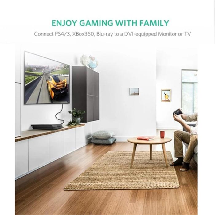 Bild 2, UGREEN UGREEN 2m HDMI Till DVI 24+1 Kabel Svart