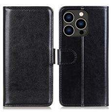  iPhone 16 Pro Fodral L&auml;der Crazy Horse Svart