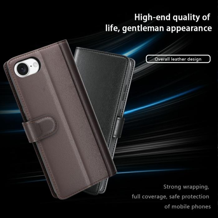 Bild 4,  iPhone 17e / 16e Fodral Premium Äkta Läder Brun