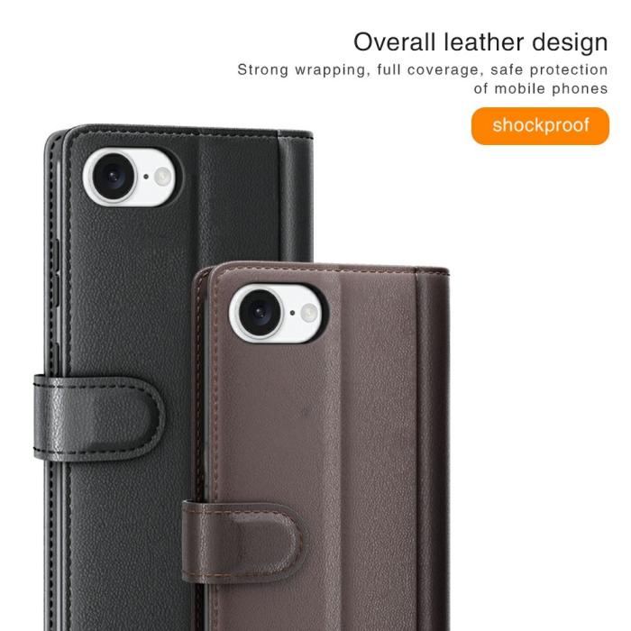 Bild 5,  iPhone 17e / 16e Fodral Premium Äkta Läder Brun
