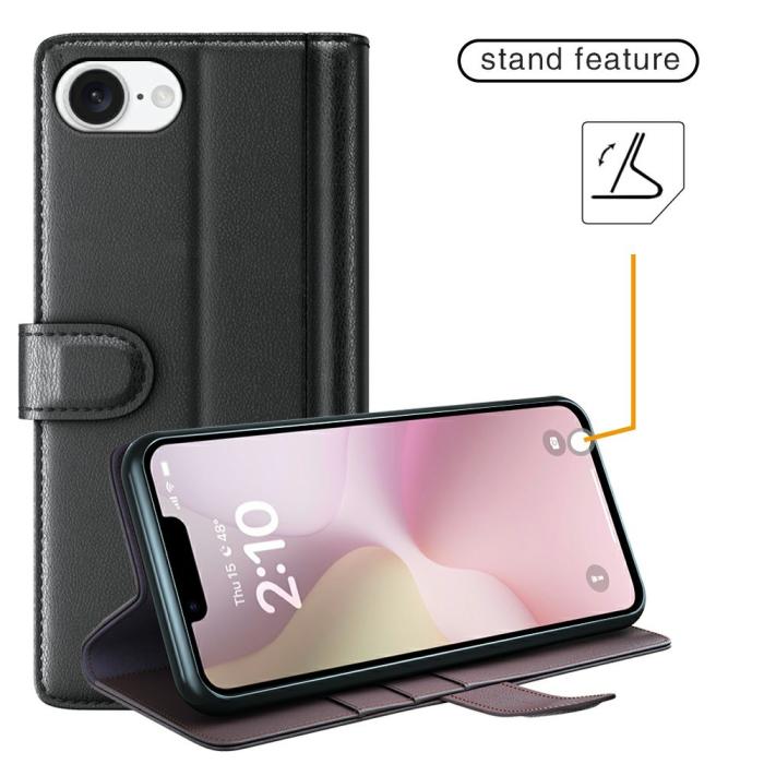 Bild 6,  iPhone 17e / 16e Fodral Premium Äkta Läder Brun