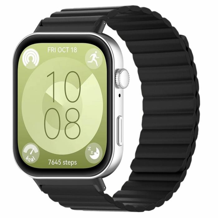 Bild 2,  Huawei Watch Fit 3 Klockarmband Magnetiskt Justerbart Silikon Svart