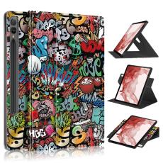  Galaxy Tab S9 Plus Fodral 360&deg; Rotation L&auml;der Graffiti