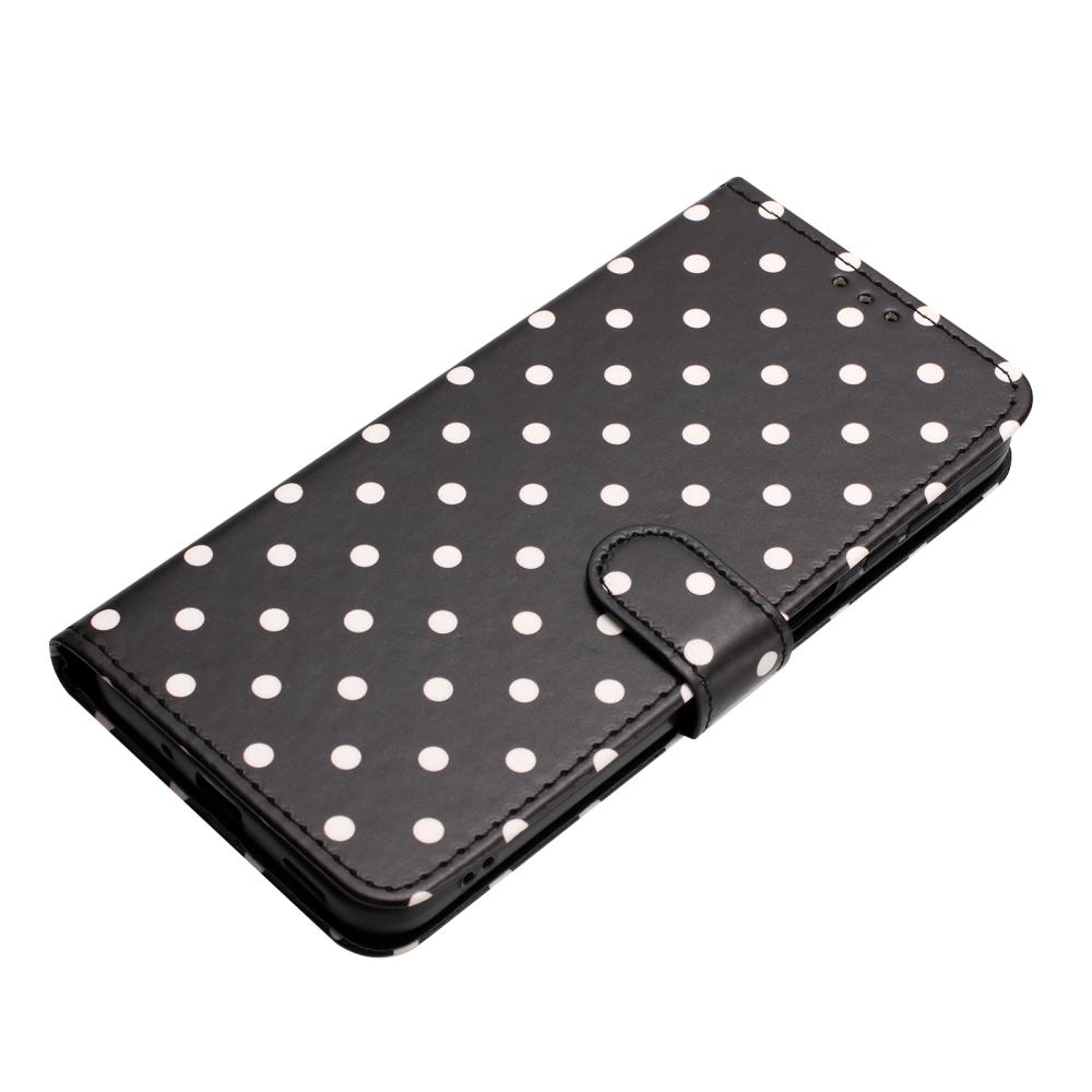  Motorola Edge 70 Fodral Polka Dot Läder Svart / Vit