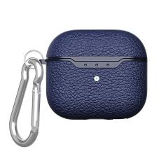  AirPods 3 Skal TPU Litchi Textur Karbinhake Bl&aring;