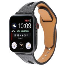  &Auml;kta L&auml;derarmband Apple Watch 42/41/40/38 mm - Svart
