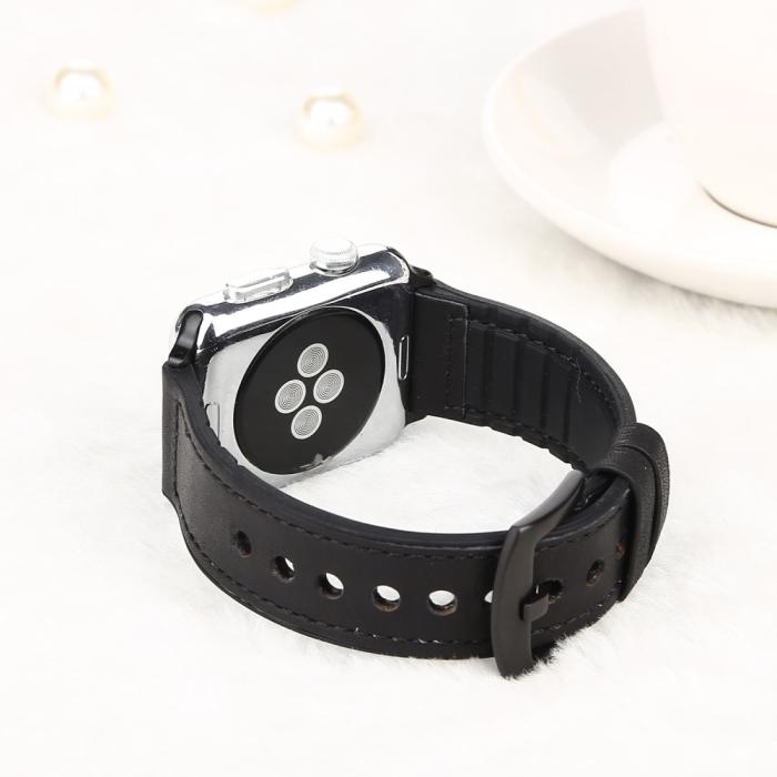 Bild 4,  Läderarmband Apple Watch 42/41/40/38 mm - Svart
