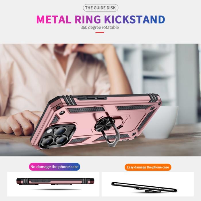 Bild 2,  iPhone 16 Pro Max Skal Shockproof Hybrid Ring Roséguld