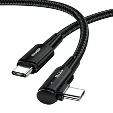 ESSAGER ESSAGER 3m 100W PD USB-C - USB-C Elbow Laddningskabel Svart