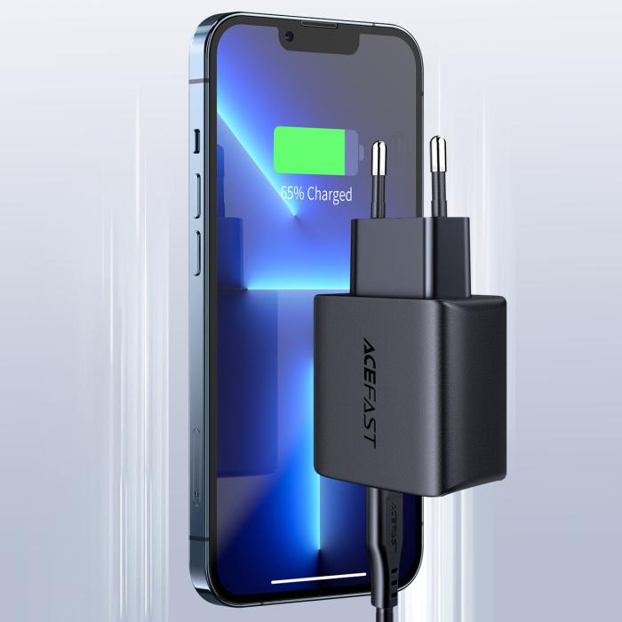 Bild 4, Acefast Acefast 20W PD USB-C Snabbladdare Väggladdare Svart
