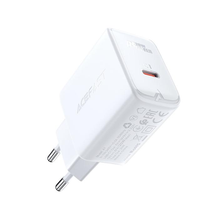 Bild 2, Acefast Acefast 20W PD USB-C Snabbladdare Väggladdare Vit
