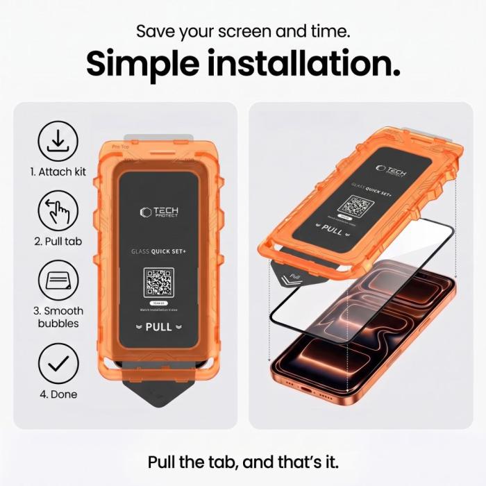 Bild 5, Tech-Protect T-P iPhone 18 Pro/17 Pro 2-PACK Skärmskydd Quick Set+