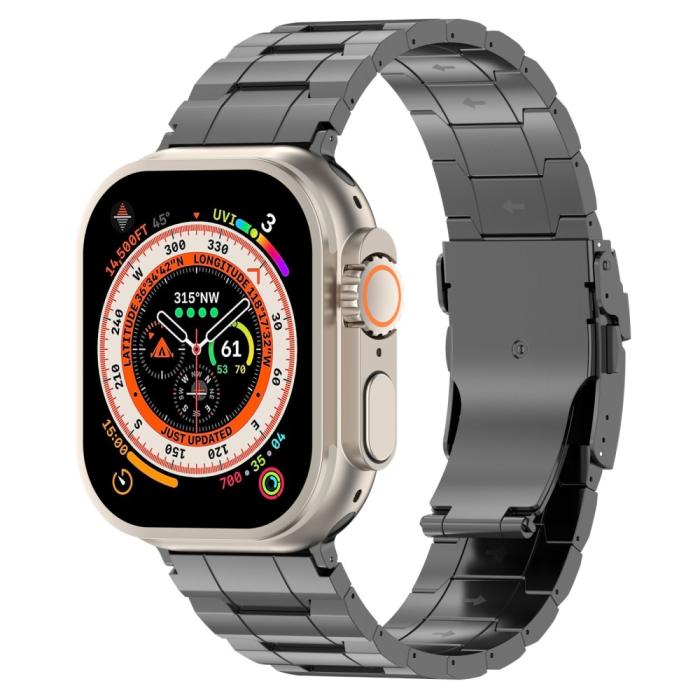 Bild 4,  Apple Watch 42/41/40/38 mm Armband Steel Titanium Grå