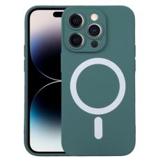  iPhone 15 Pro Max Skal MagSafe Liquid Silikon M&ouml;rk Gr&ouml;n