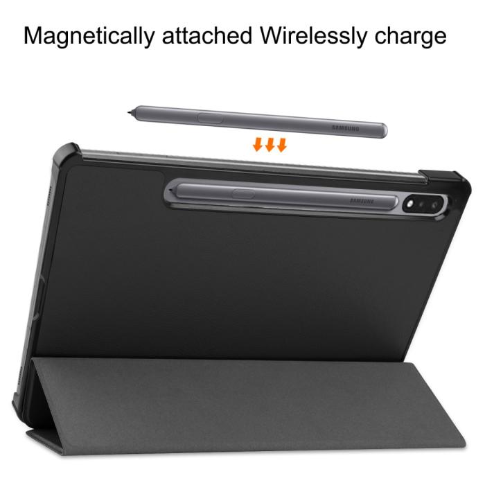 Bild 4,  Samsung Galaxy Tab S9 Fodral Tri-Fold Läder Svart