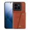  Xiaomi 14 Skal Läder Med Kortfack Och Magnet Brun