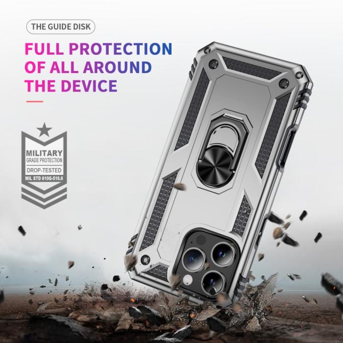 Bild 6,  iPhone 16 Pro Max Skal Shockproof Hybrid Ring Silver