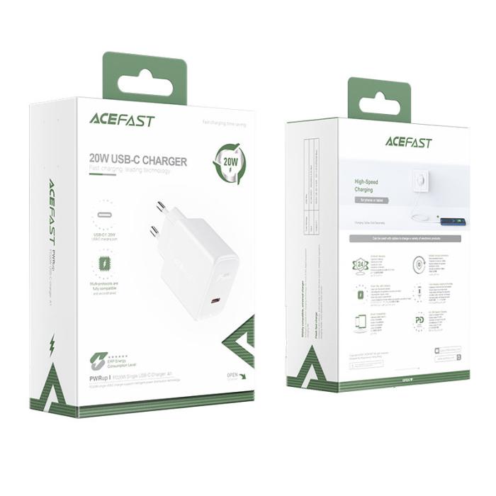 Bild 4, Acefast Acefast 20W PD USB-C Snabbladdare Väggladdare Vit