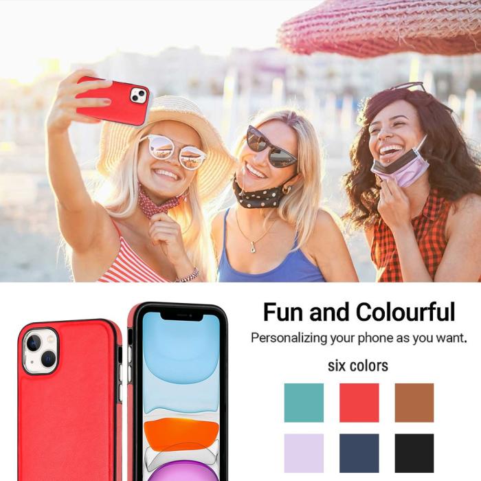 Bild 6,  iPhone 15 Skal Läderbelagt Röd