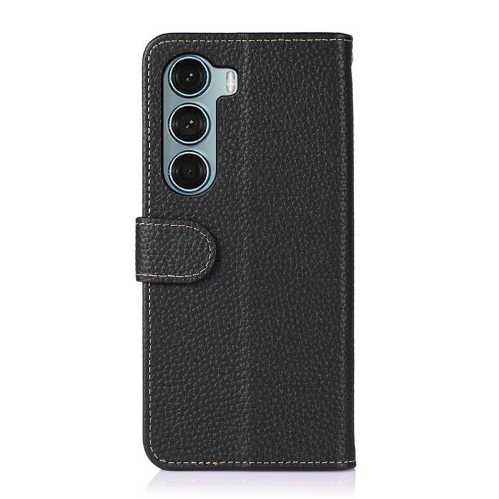 Bild 3, KHAZNEH KHAZNEH Motorola Moto G200 Fodral Litchi Äkta Läder Svart
