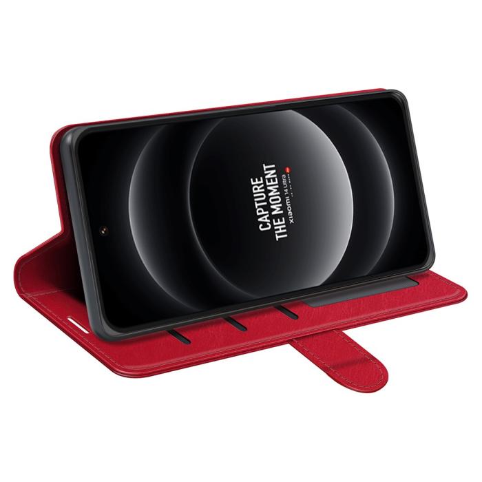 Bild 3,  Xiaomi 14 Ultra Fodral Crazy Horse Läder Röd