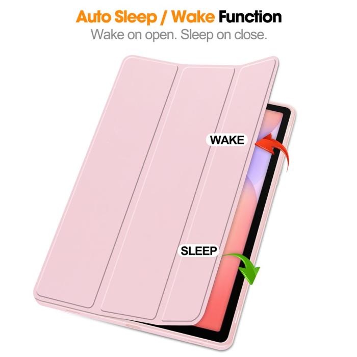 Bild 3,  Samsung Galaxy Tab S10 Lite Fodral Tri-Fold Pennhållare Rosa