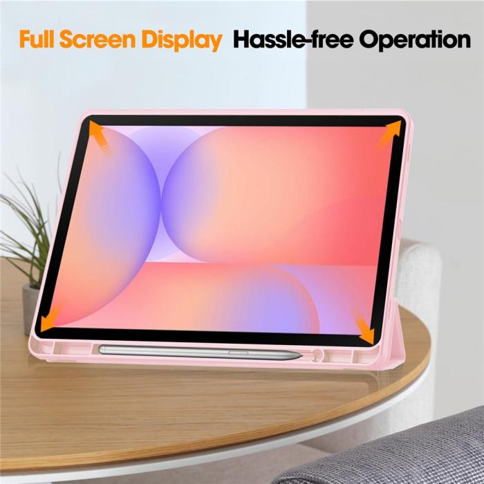 Bild 5,  Samsung Galaxy Tab S10 Lite Fodral Tri-Fold Pennhållare Rosa