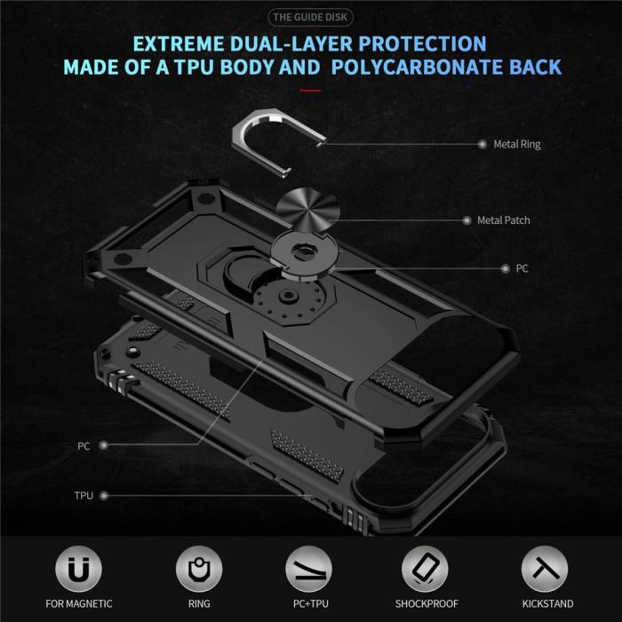 Bild 2,  iPhone Air Skal Shockproof Hybrid Ring Svart