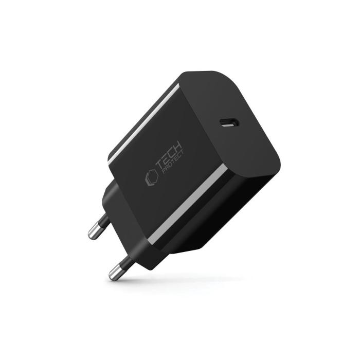 Bild 2, Tech-Protect Tech-Protect 20W PD USB-C Väggladdare Svart