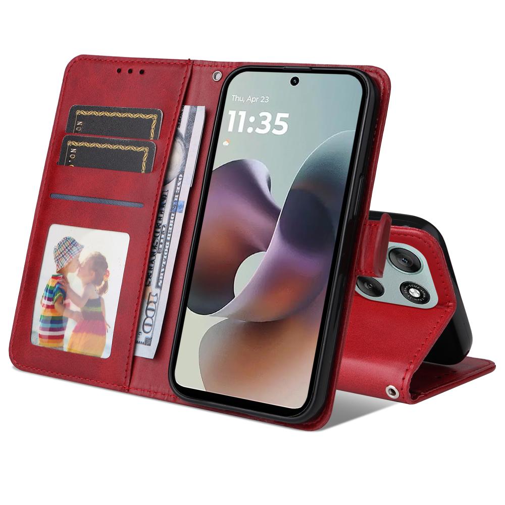  Motorola Moto G56 5G Fodral Läder Röd