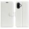  iPhone 16 Plus Fodral Litchi Läder Vit