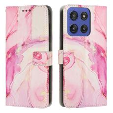  Motorola Edge 60 / 60 Fusion Fodral L&auml;der Marmor Ros&eacute;guld