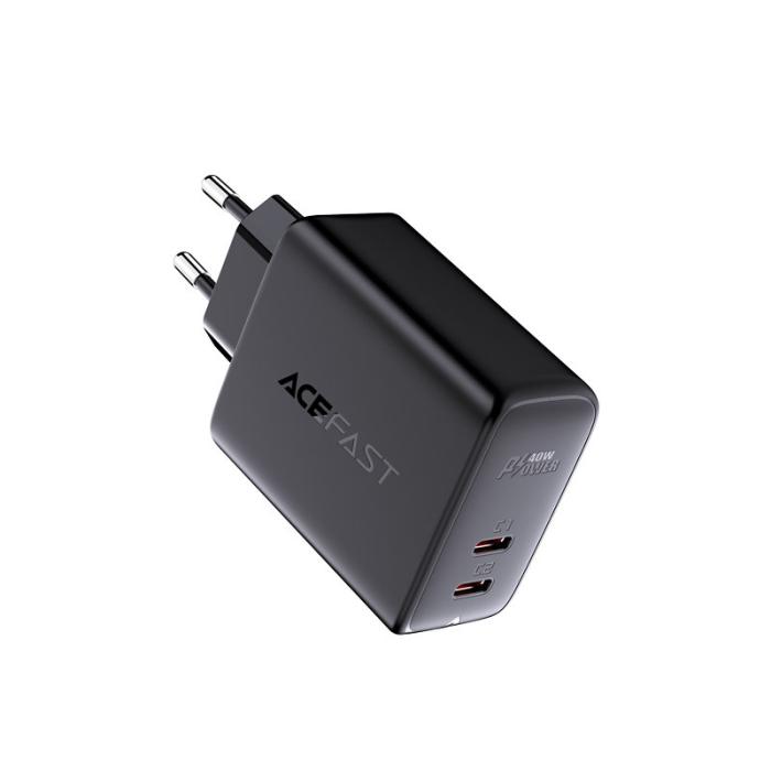 Bild 2, Acefast Acefast 40W PD QC PPS 2x USB-C Väggladdare Svart