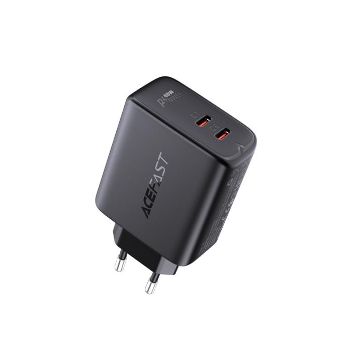 Bild 3, Acefast Acefast 40W PD QC PPS 2x USB-C Väggladdare Svart