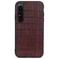  Sony Xperia 1 IV Skal &Auml;kta L&auml;der Krokodil Textur Brun